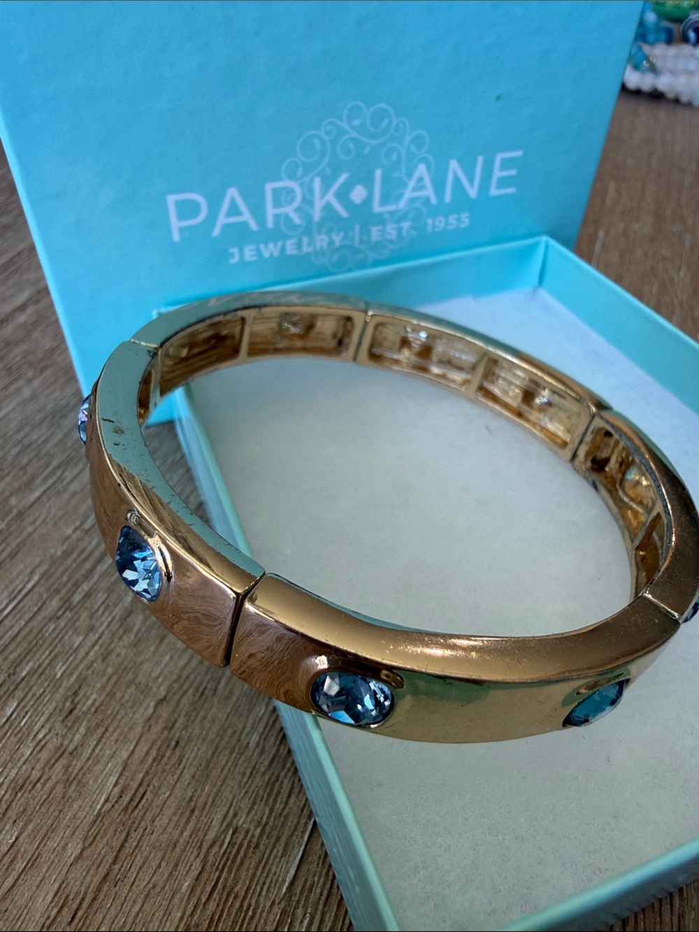 Park Lane Gold-Tone Bangle with Blue Crystal Accents